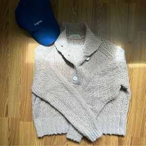 The Lofty-Knit Henley in light pink